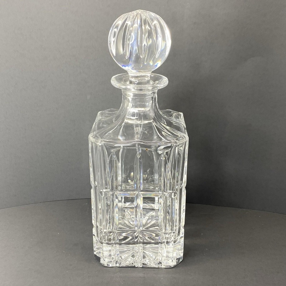 Vintage 1980's Towle 24% Lead Crystal Square Decanter w/ Stopper